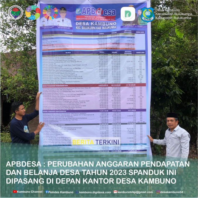 Perubahan Anggaran Pendapatan dan Belanja desa APBDESA Tahun 2023 desa Kambuno