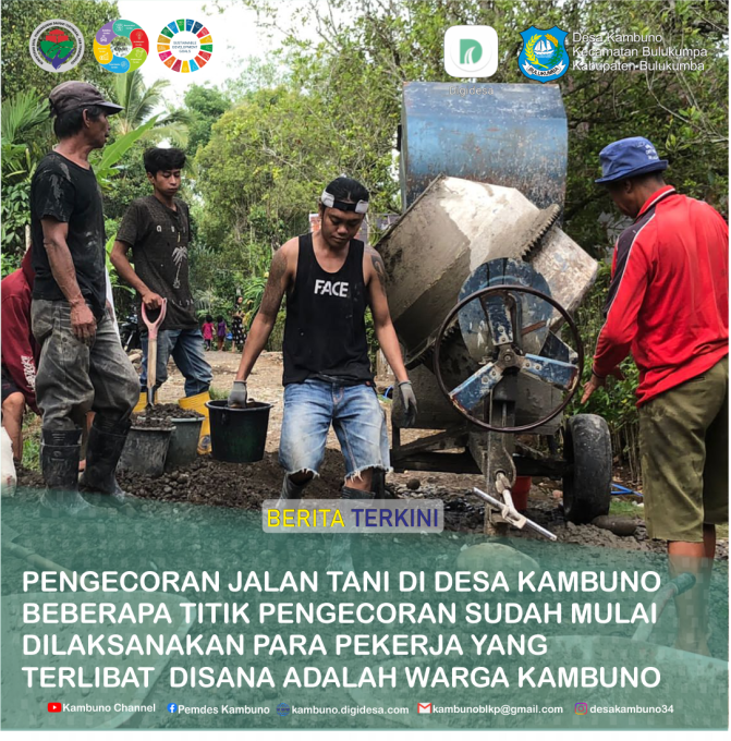 Pengecoran jalan di desa Kambuno